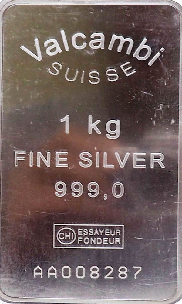 1 Kilo Silver Valcambi Suisse Bar - Canada Gold Bars
